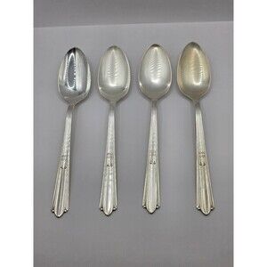 4 Teaspoons Stratford Plate Sectional Marked IS Vintage
